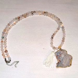 HUGE White Druzy Statement Necklace